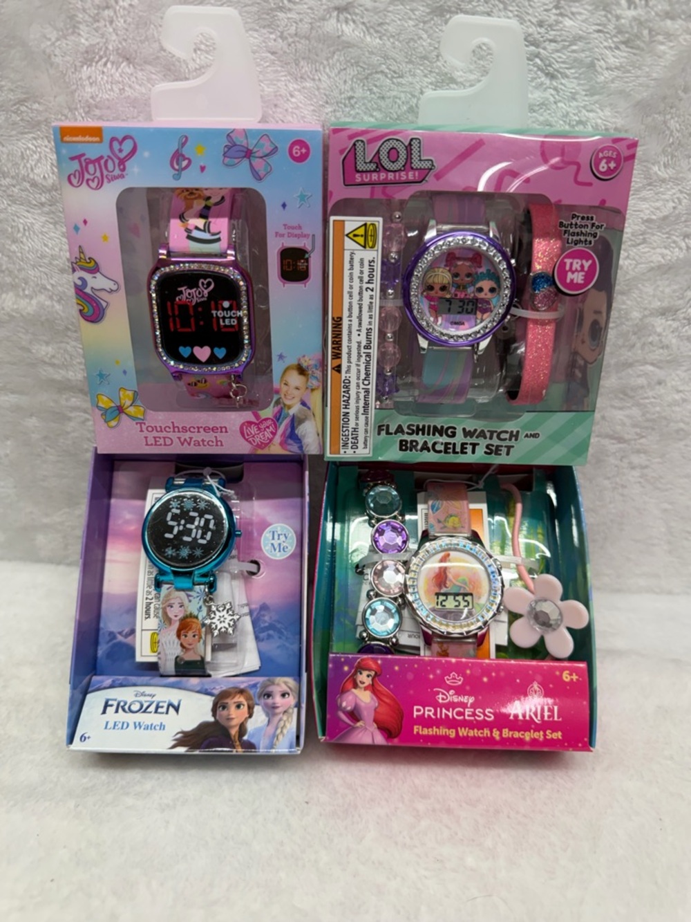 Kids Girls Watches Bundle 4 Pack Disney LOL JoJo Siwa LED Watch